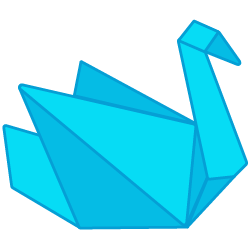 A blue origami swan